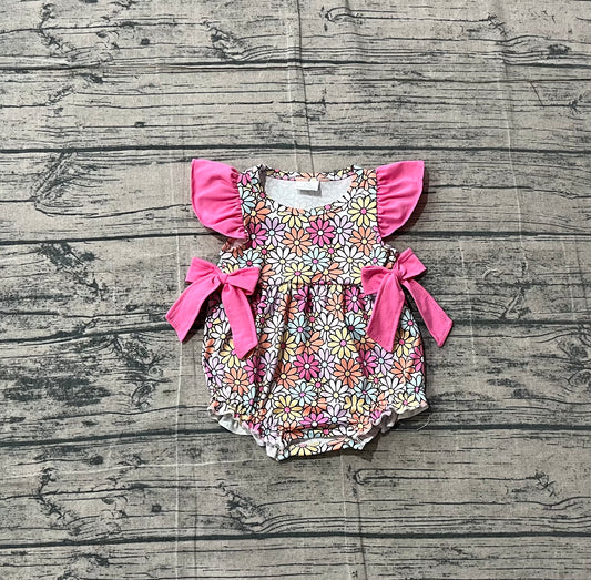 preorder Samples SR4049 Colorful Flowers Bows Flutter Sleeve Girls Romper