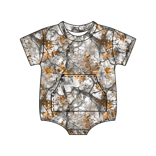 preorder SR4058 Hunting Camo Pocket Short Sleeve Boys Romper