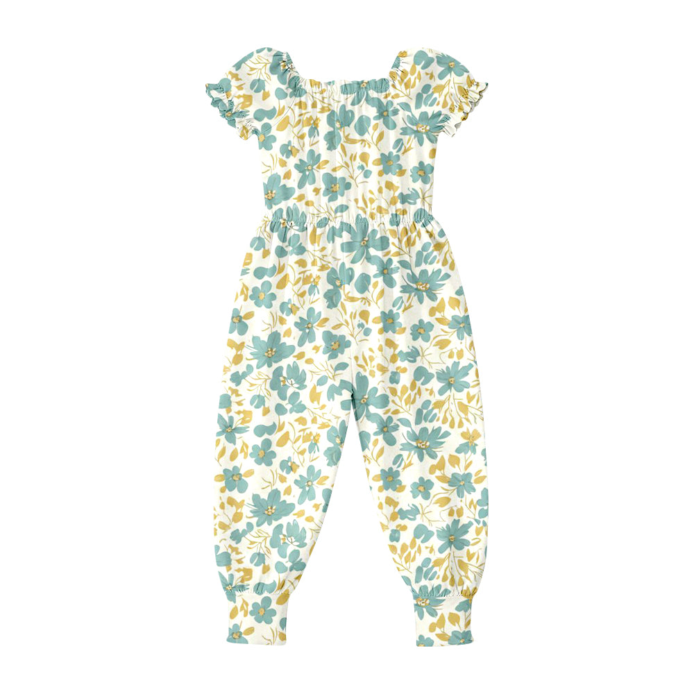 preorder SR4067 Flowers Short Sleeve Girls Romper