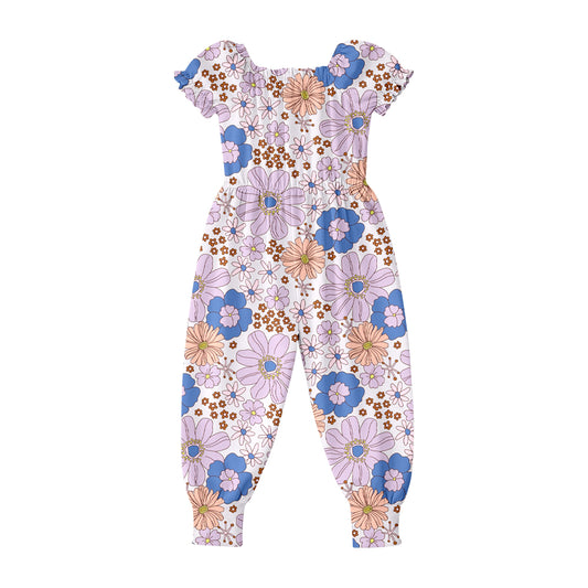 preorder SR4069 Flowers Short Sleeve Girls Romper