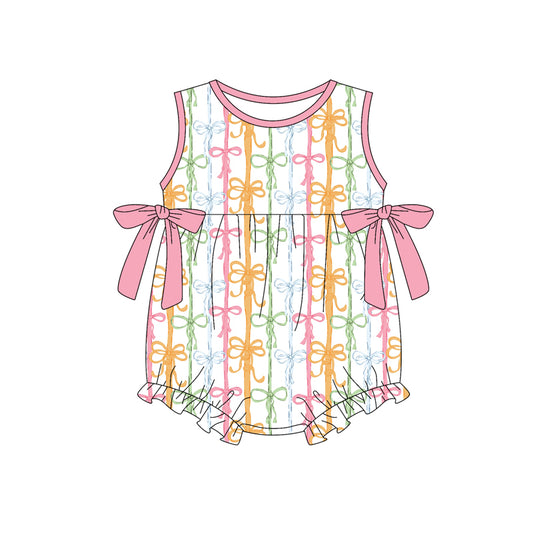 preorder SR4076 Colorful Bows Pink Sleeveless Girls Romper