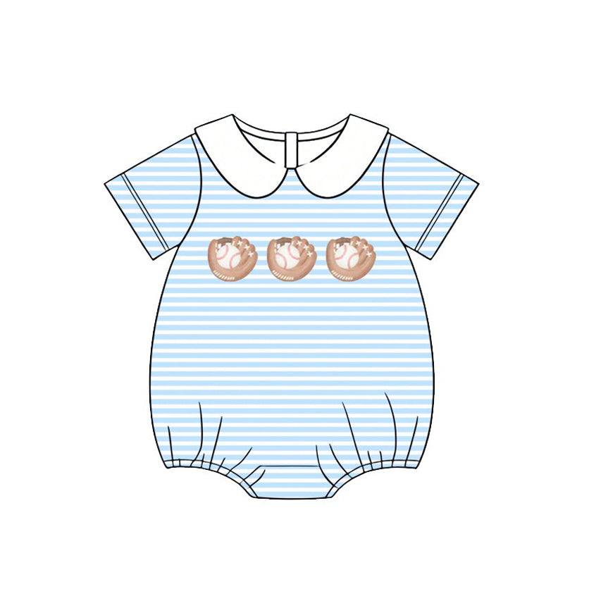 preorder SR4079 Baseball Blue Short Sleeve Boys Romper