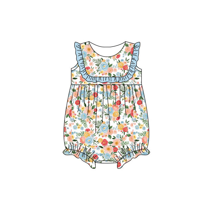 preorder SR4094 Colorful Flowers Floral Girls Romper