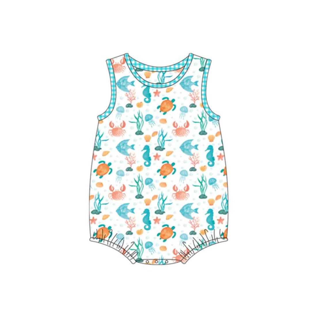 preorder SR4097 Seahorse Tortle Sleeveless Boys Romper