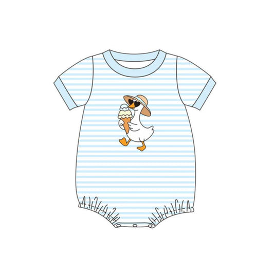 preorder SR4102 Goose Blue Striped Short Sleeve Boys Romper