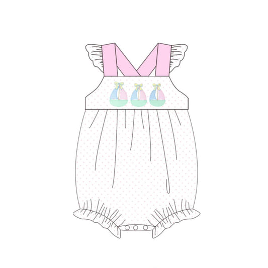 preorder SR4103 Cartoon Sailboat Pink Flutter Sleeve Girls Romper