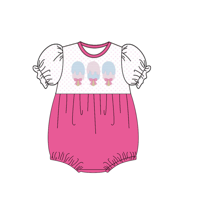preorder SR4108 Cartoon Ice Hot Pink Short Sleeve Girls Romper