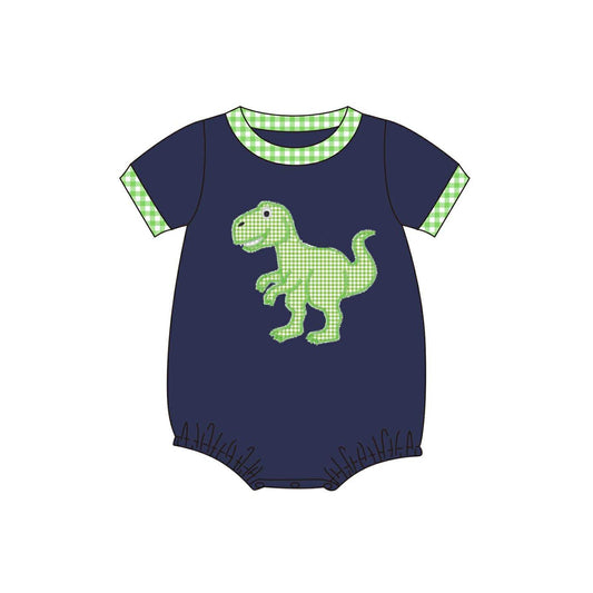 preorder SR4113 Dinosaur Navy Blue Short Sleeve Boys Romper