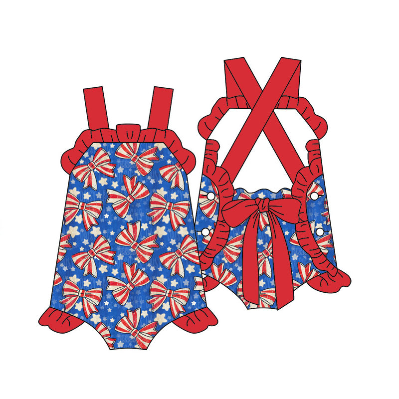 preorder SR4116 July 4th Bows Girls Romper