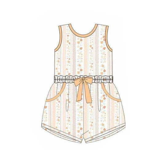 preorder SR4120 Flowers Yellow Bow Sleeveless Girls Romper