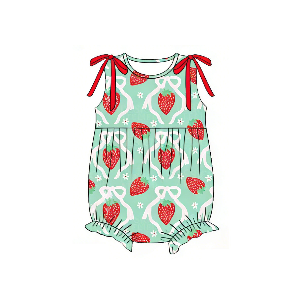 preorder SR4138 Strawberry Bows Girls Romper