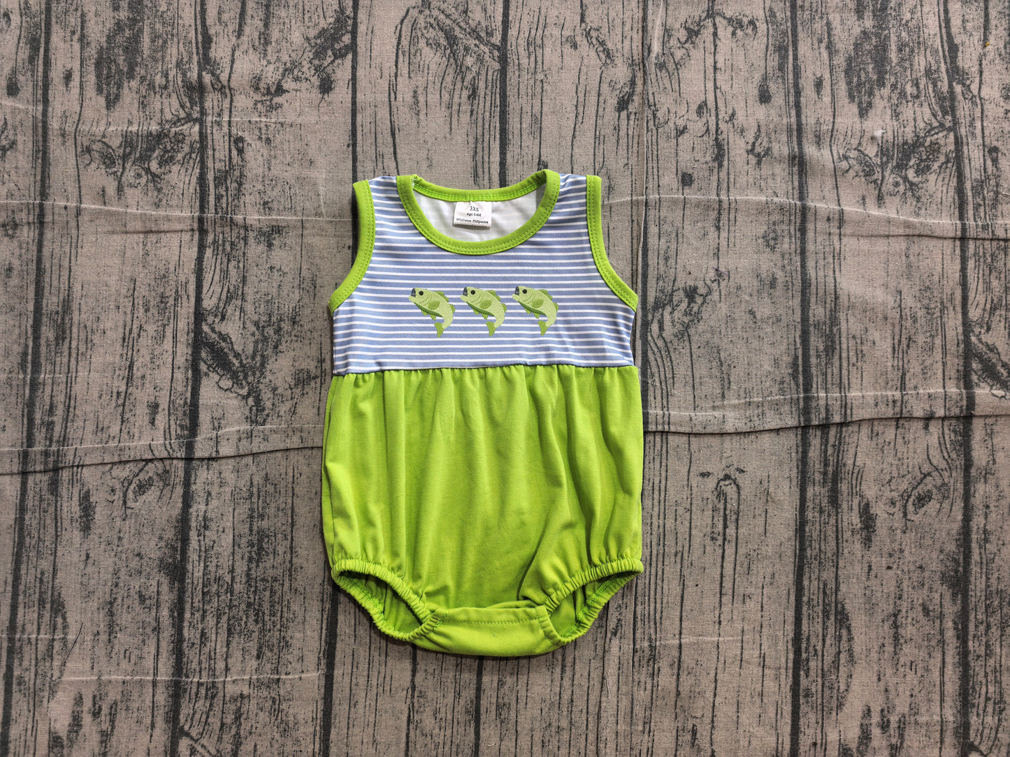 preorder Samples SR4139 Fishing Green Sleeveless Boys Romper