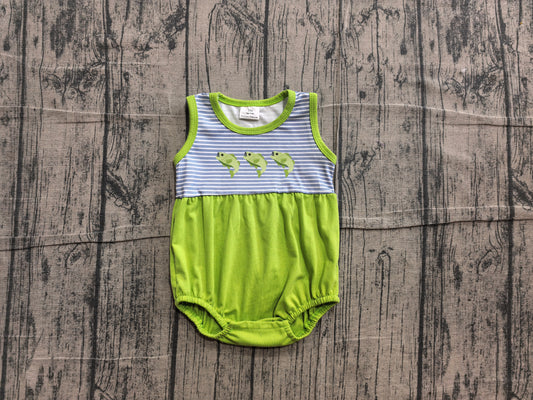 preorder Samples SR4139 Fishing Green Sleeveless Boys Romper