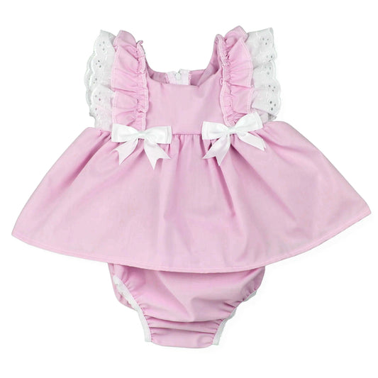 preorder SR4144 Pink Bows Flutter Sleeve Girls Romper