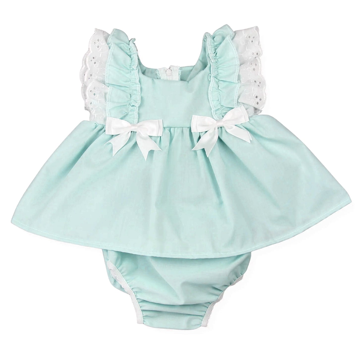 preorder SR4145 Mint Green Bows Flutter Sleeve Girls Romper
