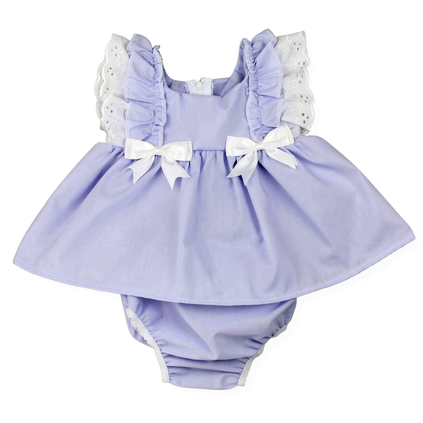 preorder SR4146 Purple Bows Flutter Sleeve Girls Romper