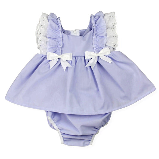 preorder SR4146 Purple Bows Flutter Sleeve Girls Romper