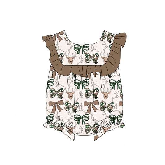 preorder SR4159 Camo Bows Deer Girls Romper