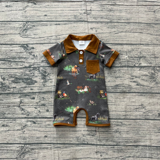 preorder Samples SR4162 Hunting Dog Short Sleeve Boys Romper