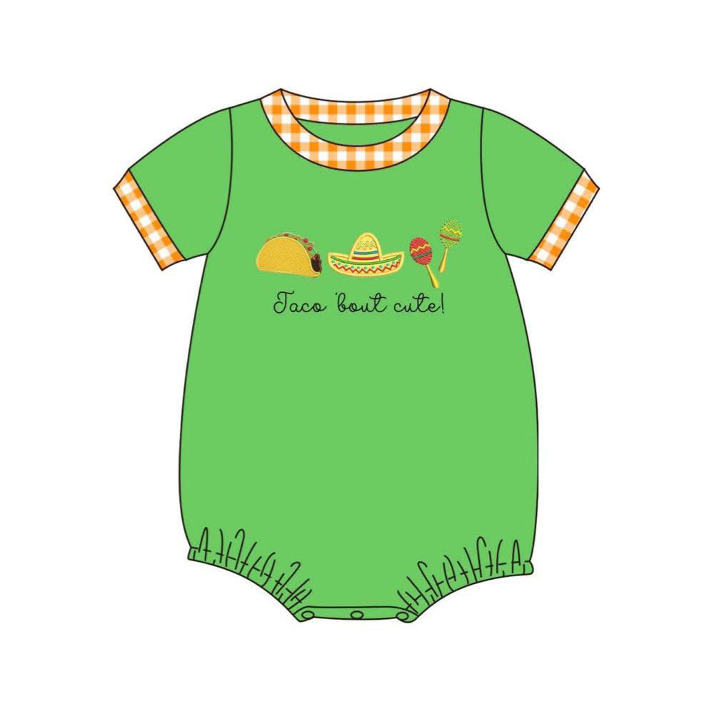 preorder GBO053 Taco Tuesday Green Short Sleeve Boys Romper