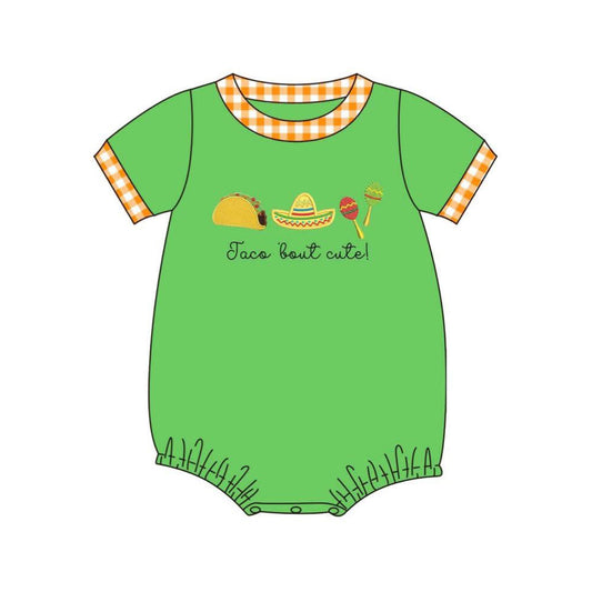 preorder GBO053 Taco Tuesday Green Short Sleeve Boys Romper
