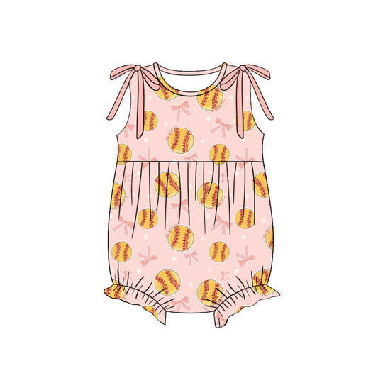 preorder SR4168 Softball Bows Girls Romper