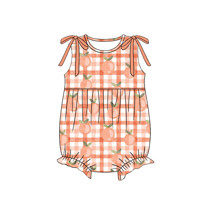 preorder SR4170 Peach Checkered Girls Romper