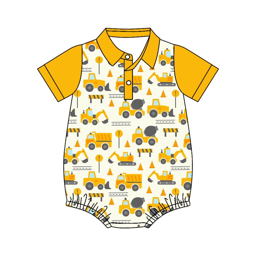 preorder SR4176 Construction Truck Short Sleeve Boys Romper
