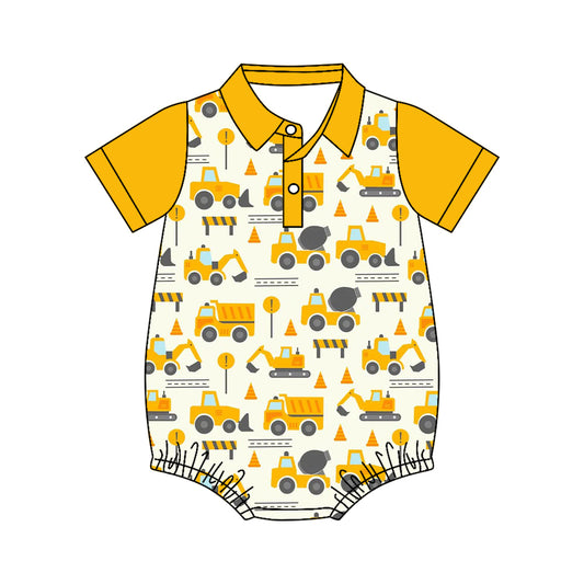 preorder SR4176 Construction Truck Short Sleeve Boys Romper
