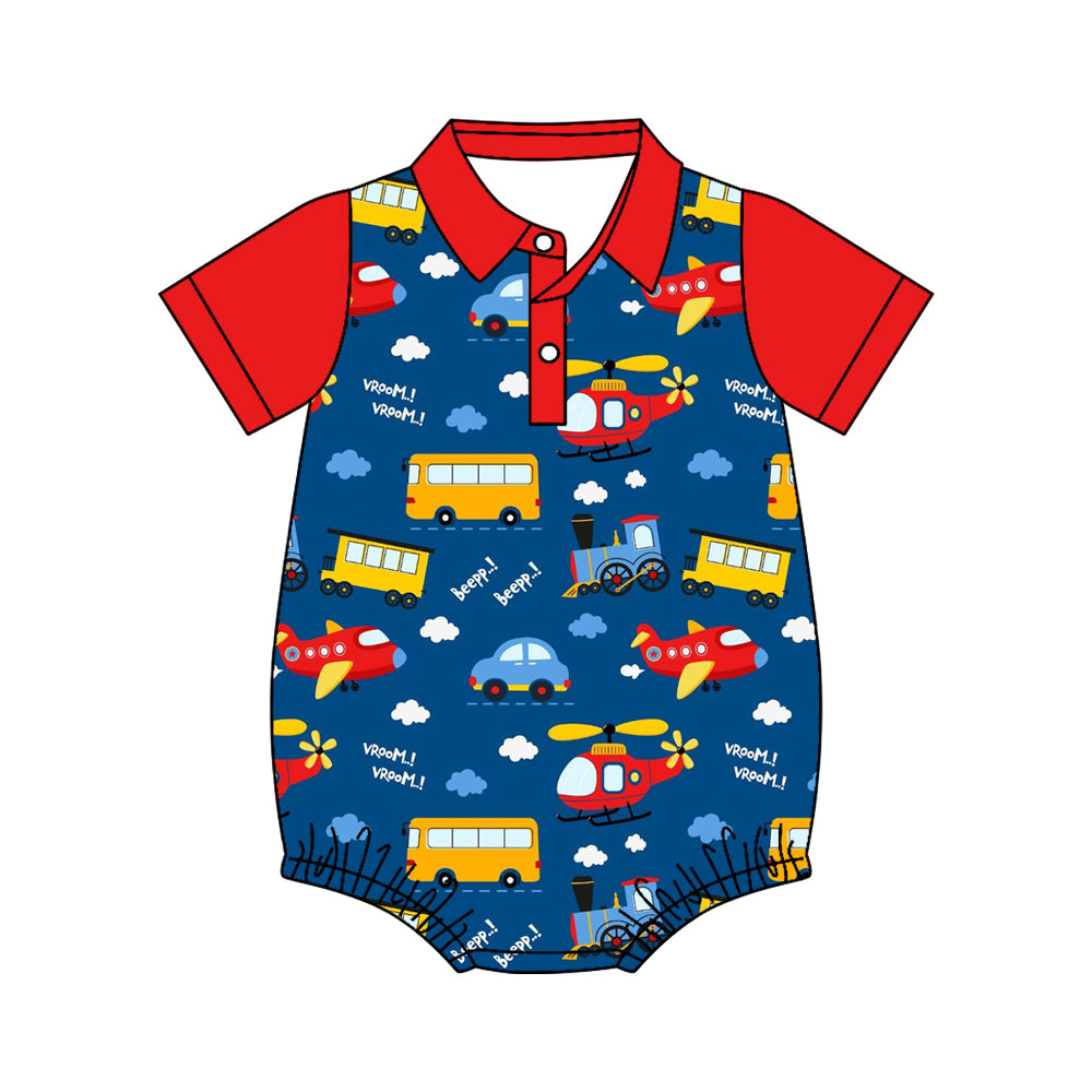 preorder SR4178 Plane Bus Short Sleeve Boys Romper