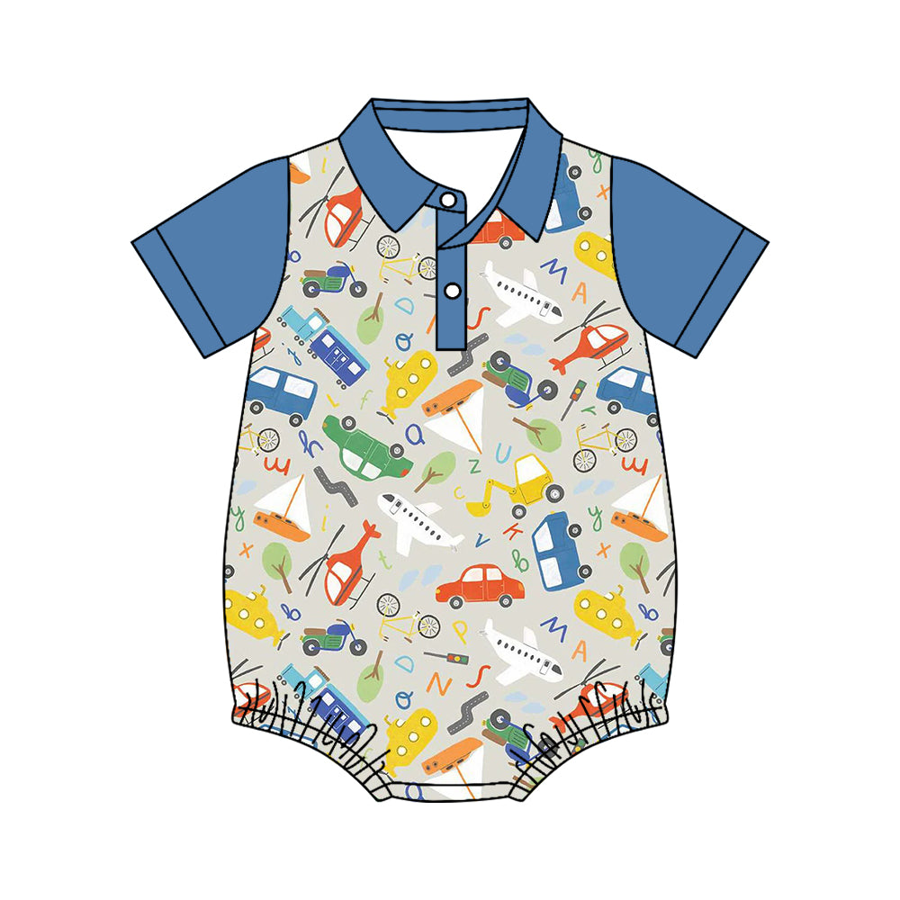 preorder SR4179 Plane Car Short Sleeve Boys Romper\