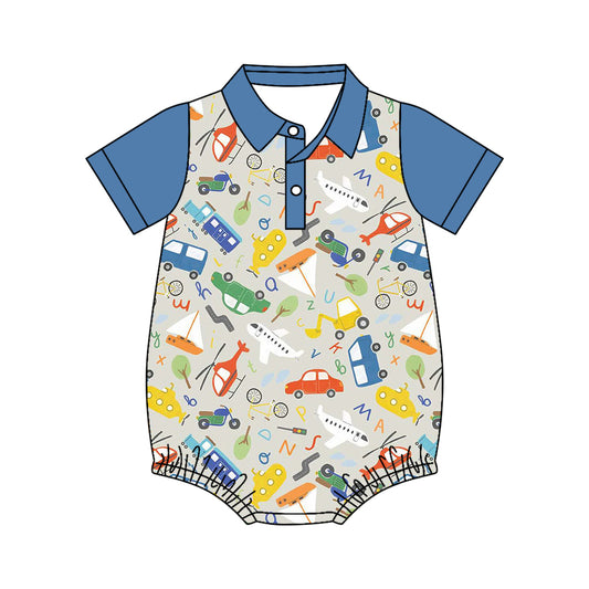 preorder SR4179 Plane Car Short Sleeve Boys Romper\