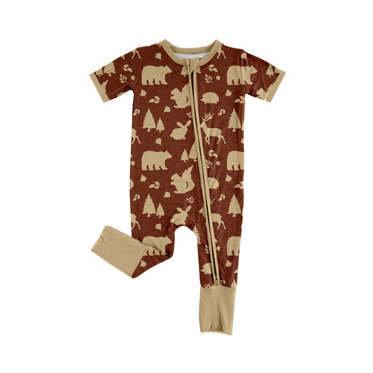 preorder SR4191 Deer Bear Zipper Short Sleeve Boys Romper