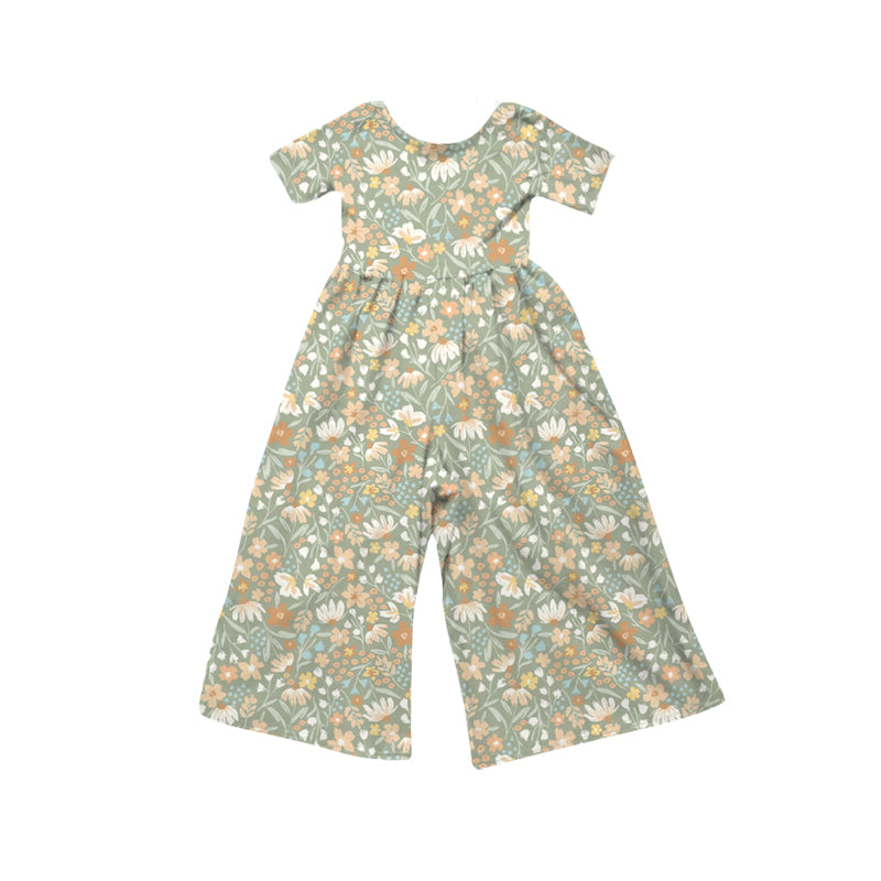 preorder SR4197 Flowers Short Sleeve Girls Jumpsuits