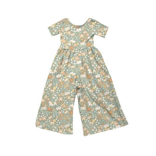 preorder SR4197 Flowers Short Sleeve Girls Jumpsuits