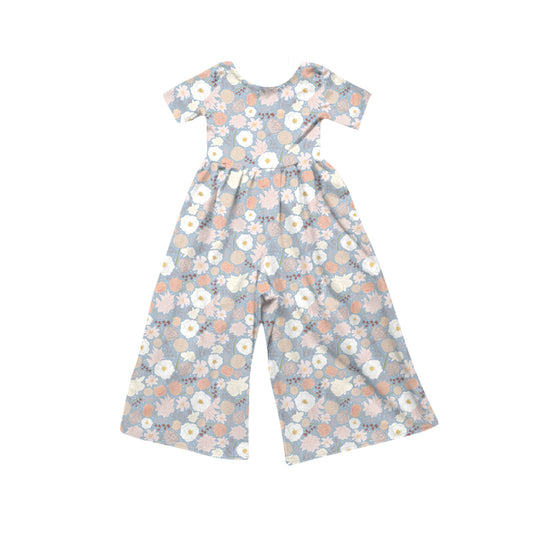 preorder SR4198 Flowers Short Sleeve Girls Jumpsuits