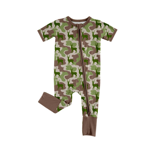 preorder SR4206 Camo Zipper Short Sleeve Boys Romper