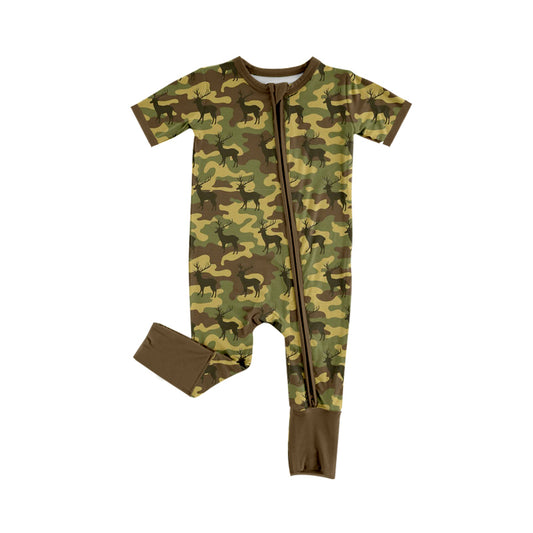 preorder SR4207 Camo Zipper Short Sleeve Boys Romper
