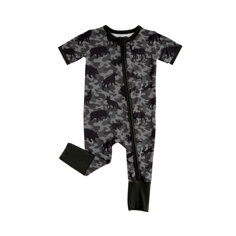 preorder SR4208 Camo Zipper Short Sleeve Boys Romper