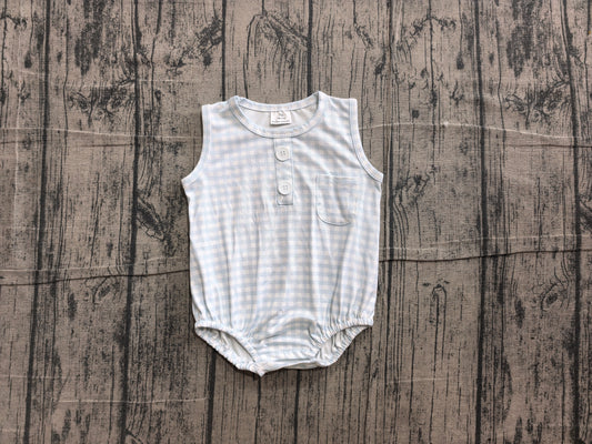 preorder Samples SR4232 Blue Checkered Sleeveless Boys Romper