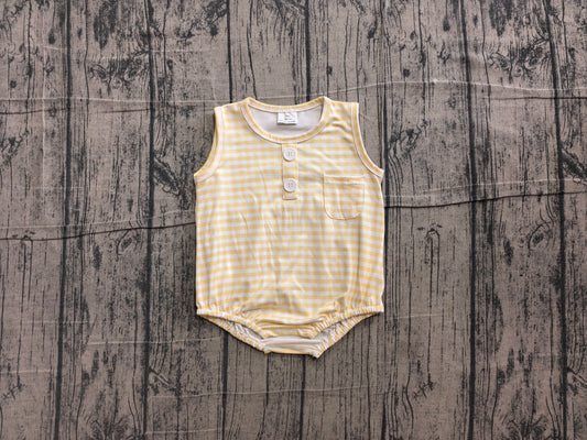 preorder Samples SR4236 Yellow Checkered Sleeveless Boys Romper