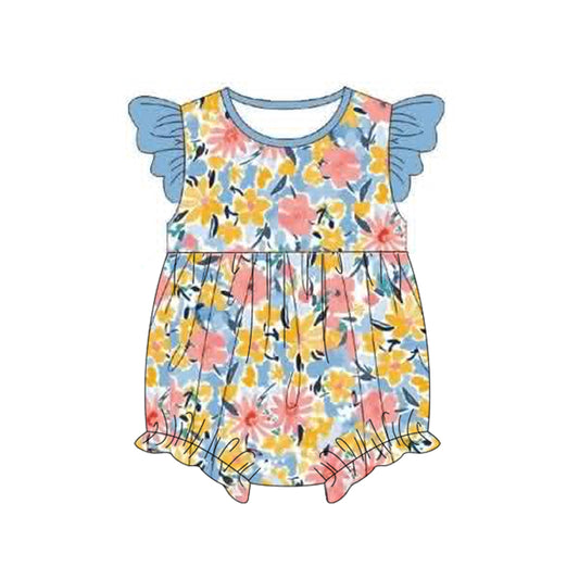 preorder SR4266 Colorful Flowers Flutter Sleeve Girls Romper