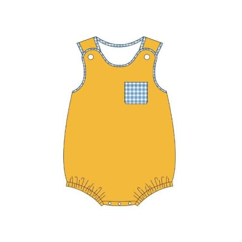 preorder SR4267 Orange Pocket Sleeveless Boys Romper