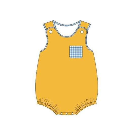 preorder SR4267 Orange Pocket Sleeveless Boys Romper