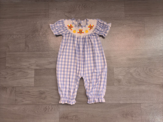 preorder Sampels SR4276 Thanksgiving Turkey Pukmpkin Checkered Short Sleeve Girls Romper