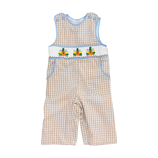 preorder SR4277 Thanksgiving Turkey Checkered Sleeveless Boys Romper