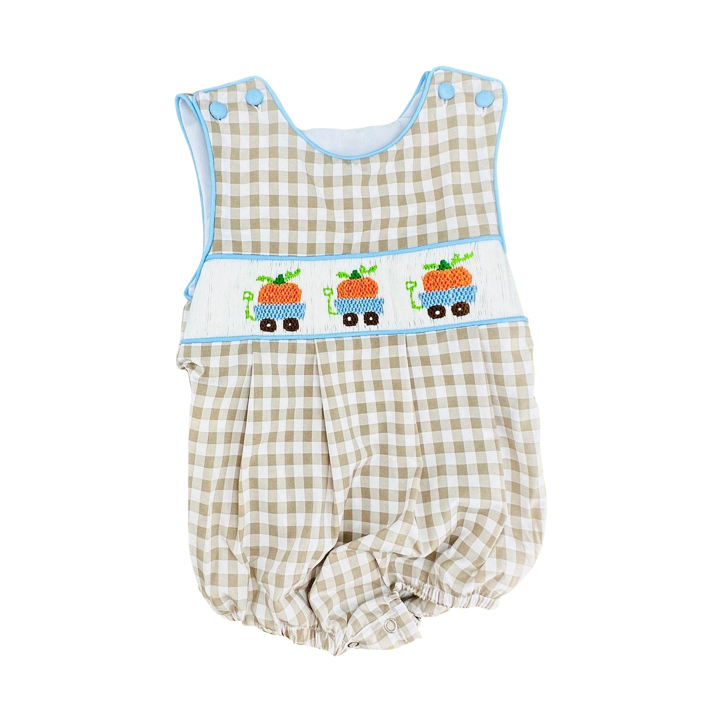 preorder SR4279 Pumpkin Checkered Sleeveless Boys Romper