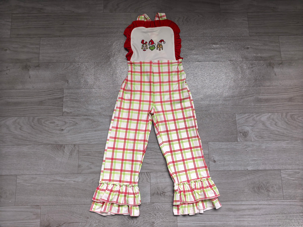 preorder Samples SR4282 Christmas Green Face Girls Jumpsuits