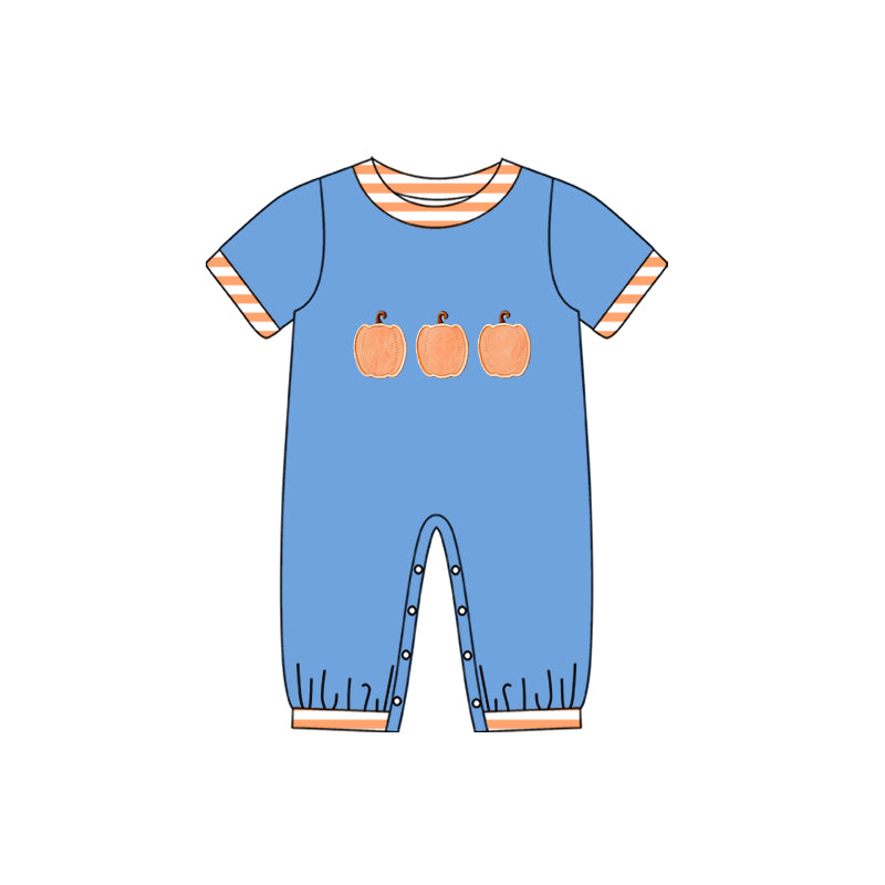 preorder SR4285 Pumpkin Blue Short Sleeve Boys Romper