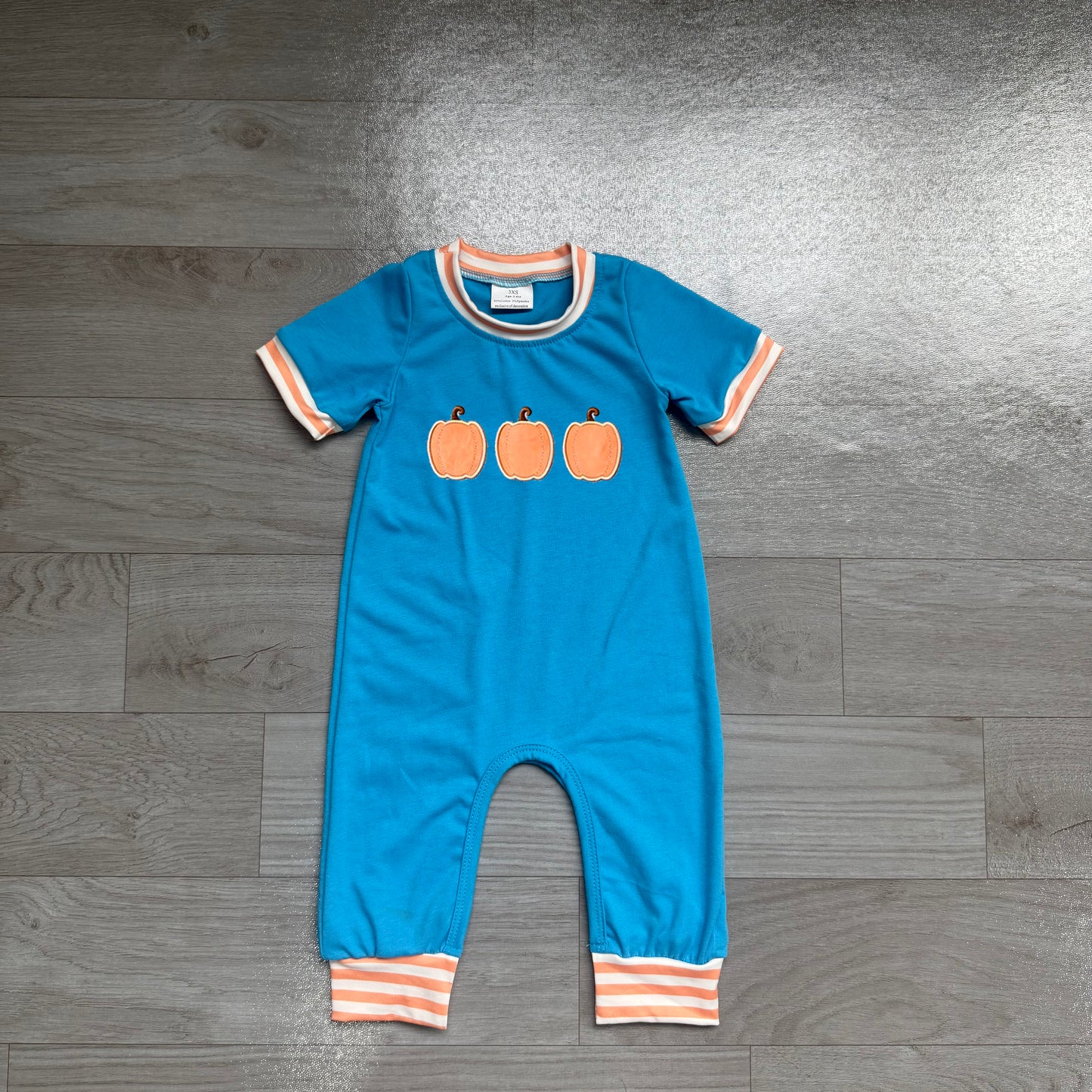 preorder Samples SR4285 Pumpkin Blue Short Sleeve Boys Romper